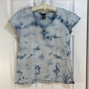 Jules & James 100% Cotton Tie-Dye T-Shirt, V-Neck in Blue, M